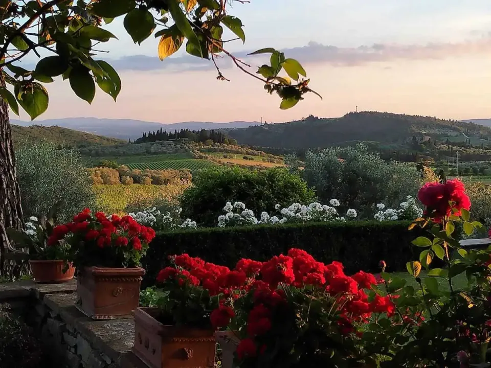 Die Hügel des Chianti bei Sonnenuntergang