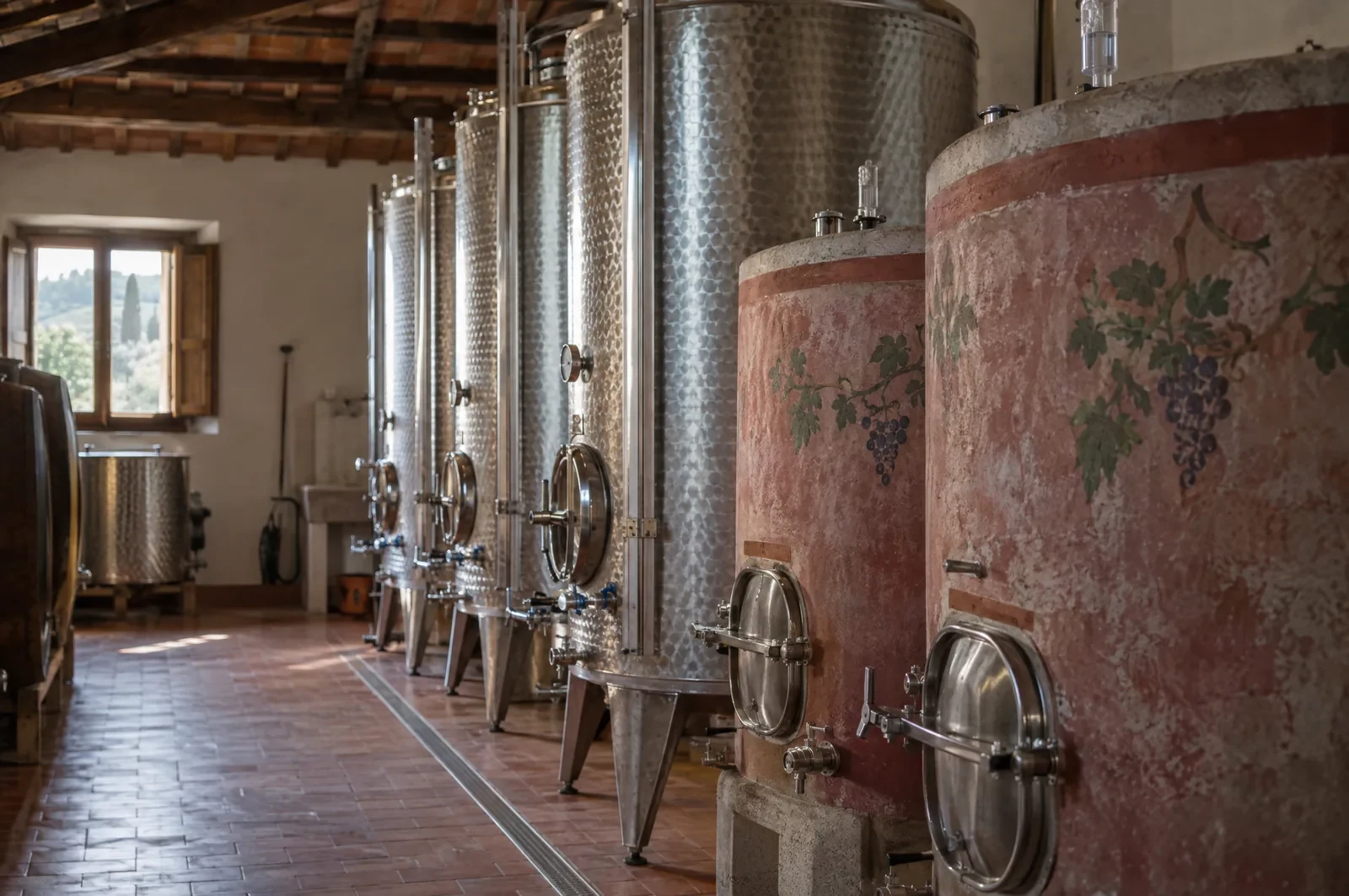 Depósitos de acero y tanques de cemento para la fermentación